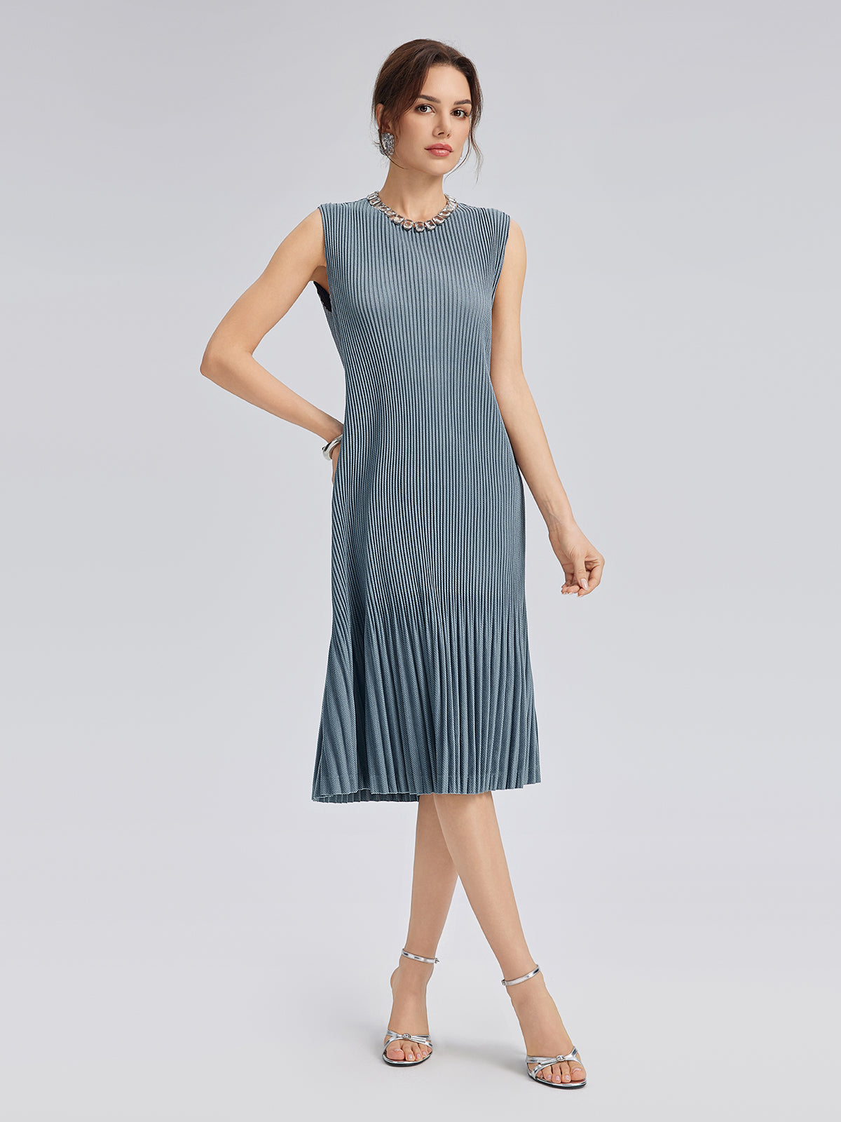 Pleated Knit Beaded Suit Set