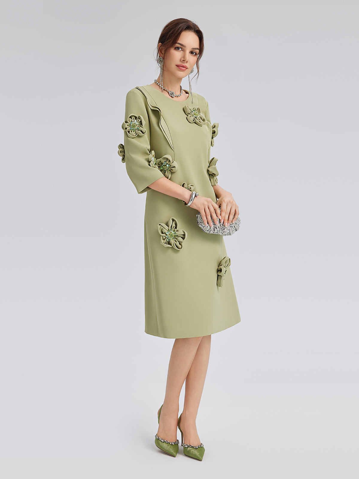 Hand-Sewn Beaded 3D Floral Dress