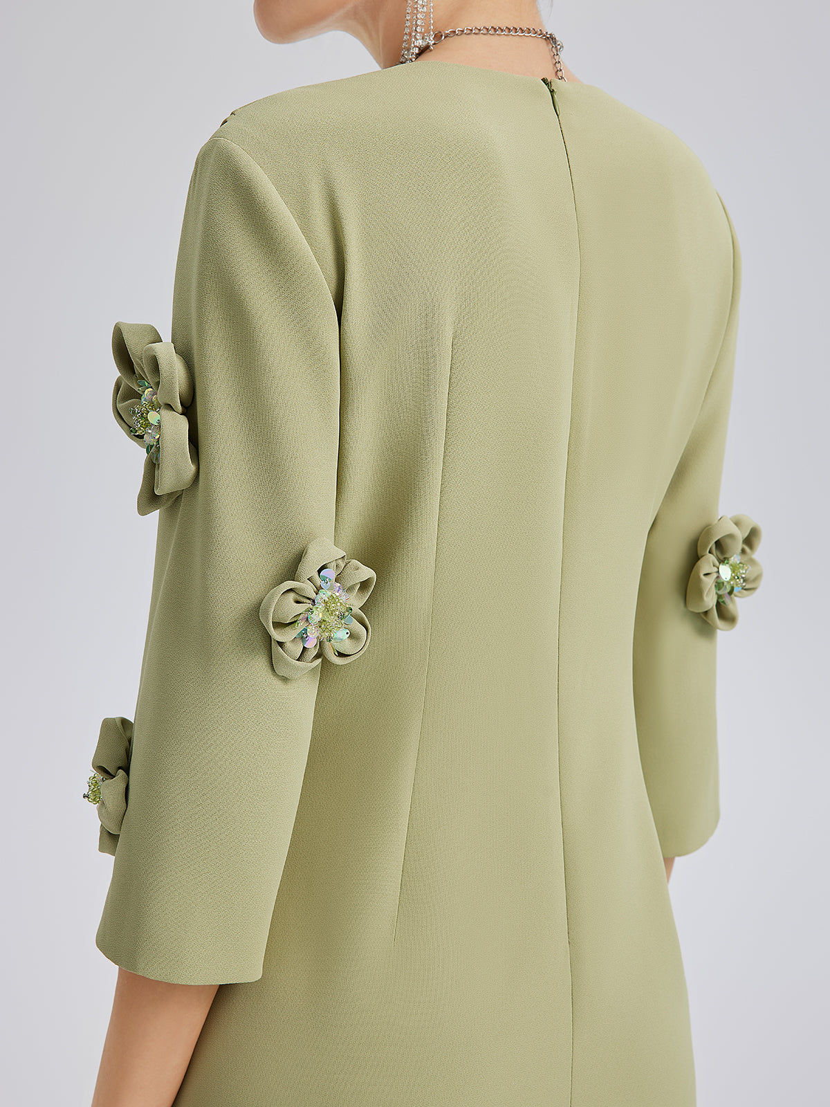 Hand-Sewn Beaded 3D Floral Dress