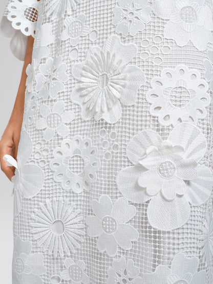Guipure Lace 3D Floral Maxi Dress (Slip Dress Included)
