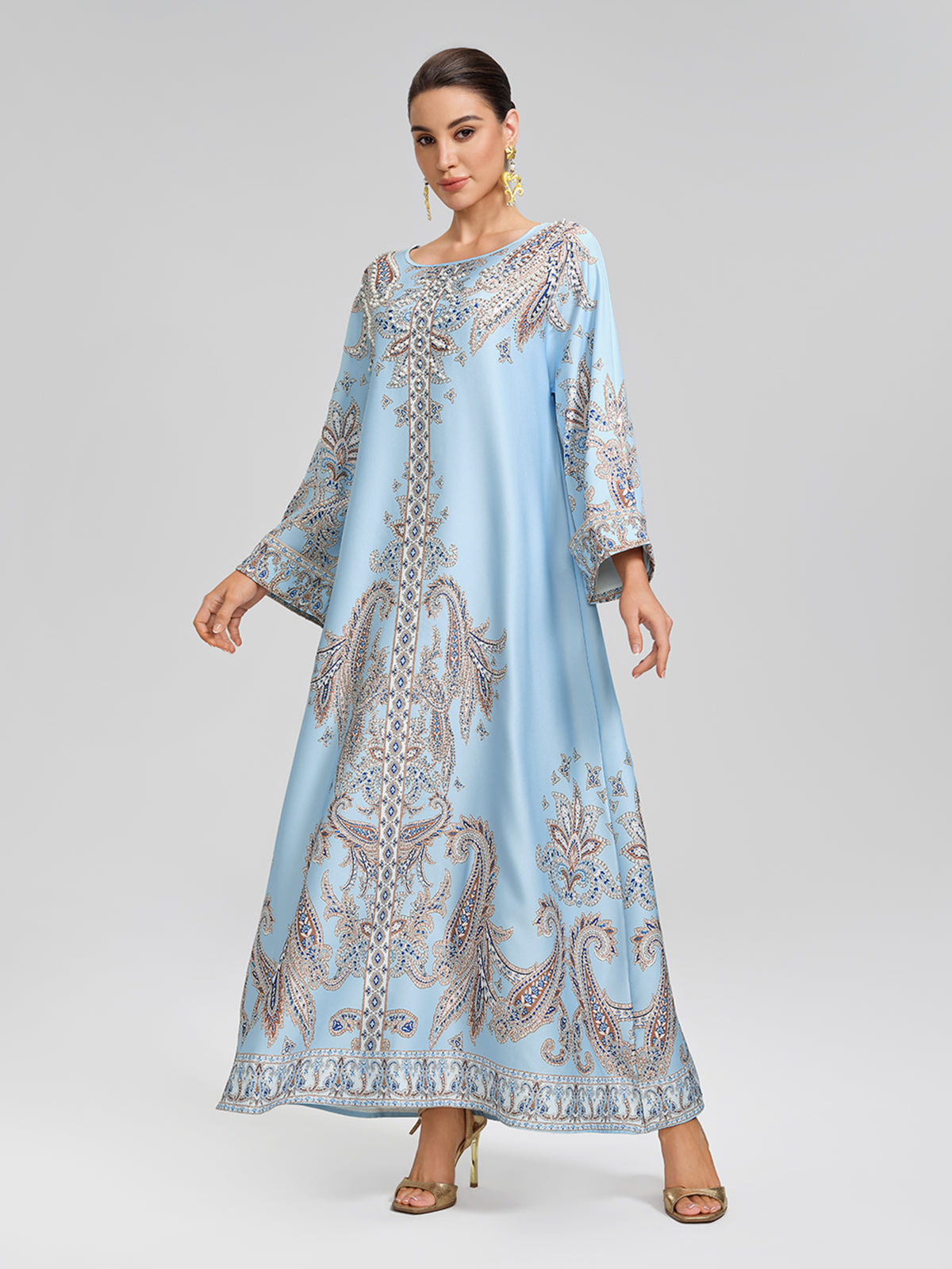 Paisley Hand-Beaded Relaxed Maxi Dress