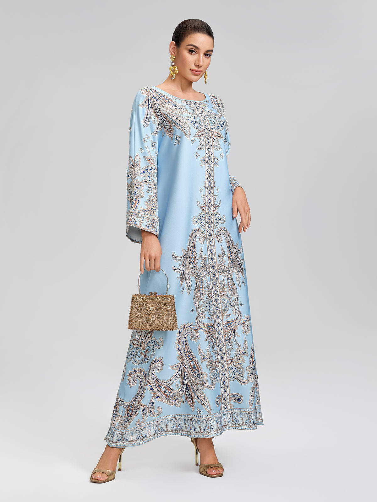 Paisley Hand-Beaded Relaxed Maxi Dress