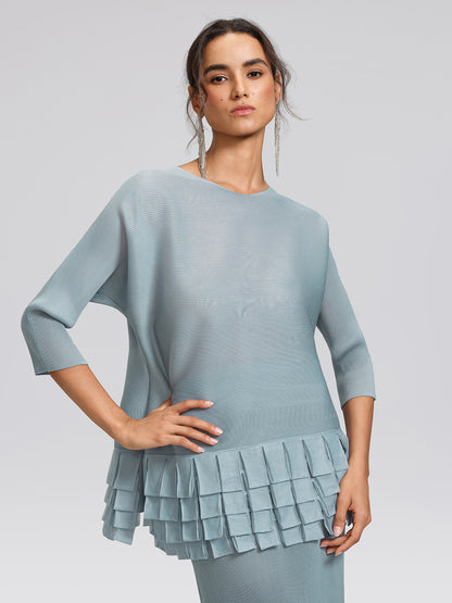 Pleated Textured Scallop-Trimmed Set