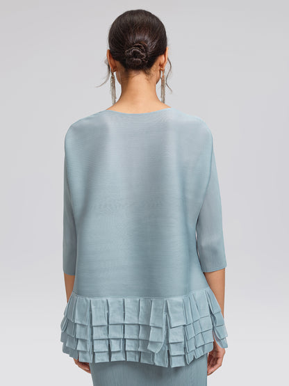 Pleated Textured Scallop-Trimmed Set