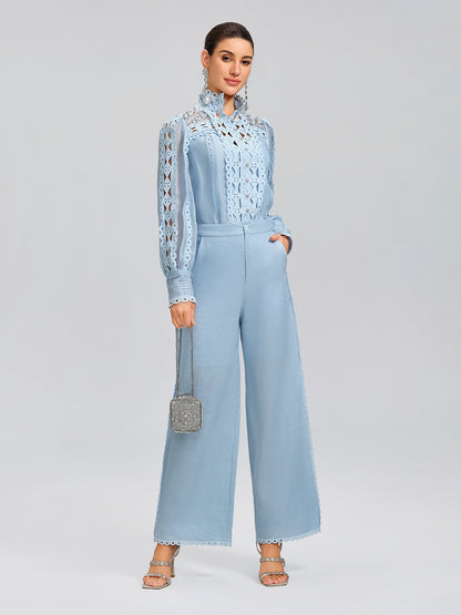 Linen Hand-Beading Trimming Shirt