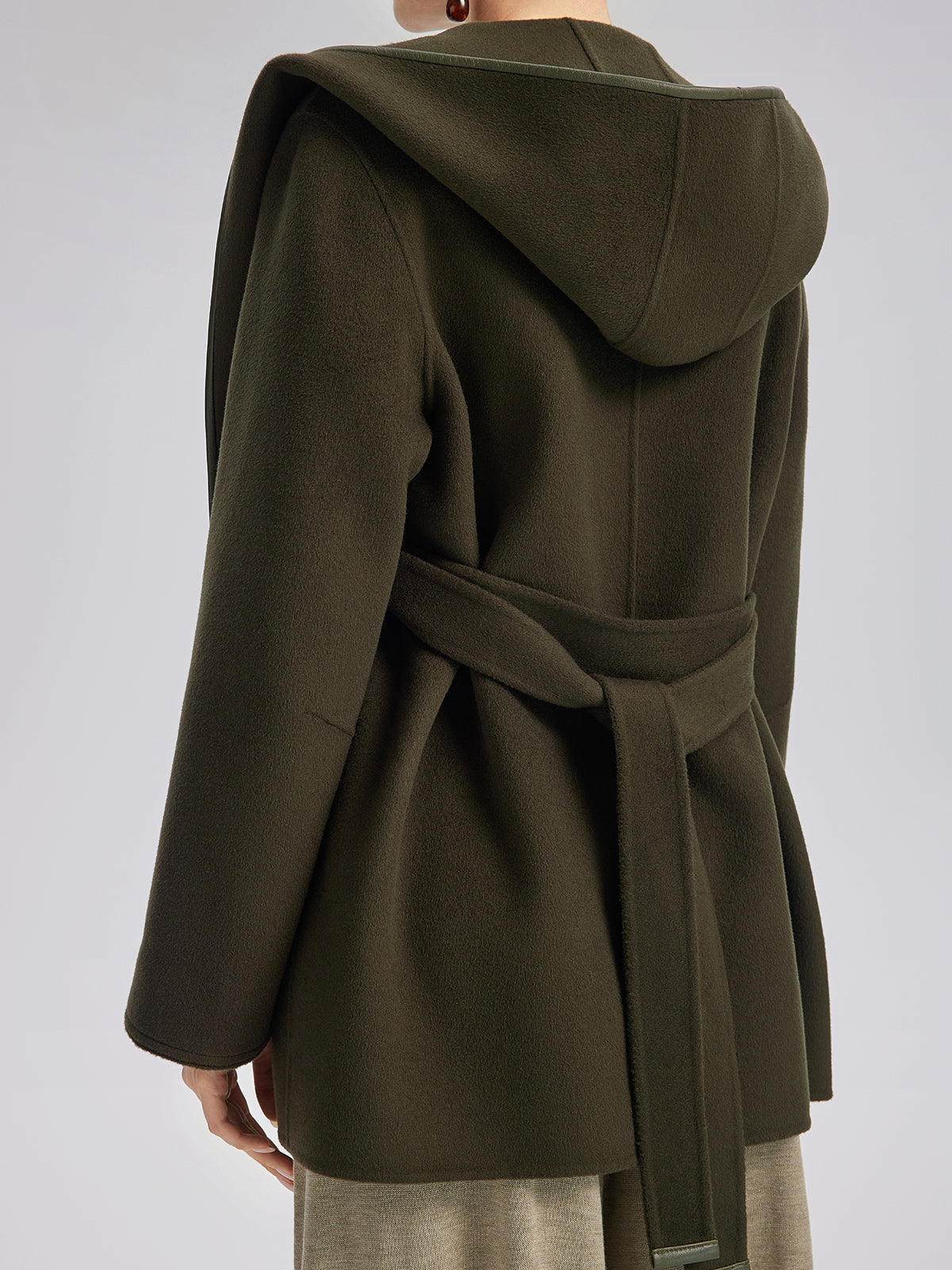 Robe-Style Wool Cashmere Coat (Waist Tie Included)
