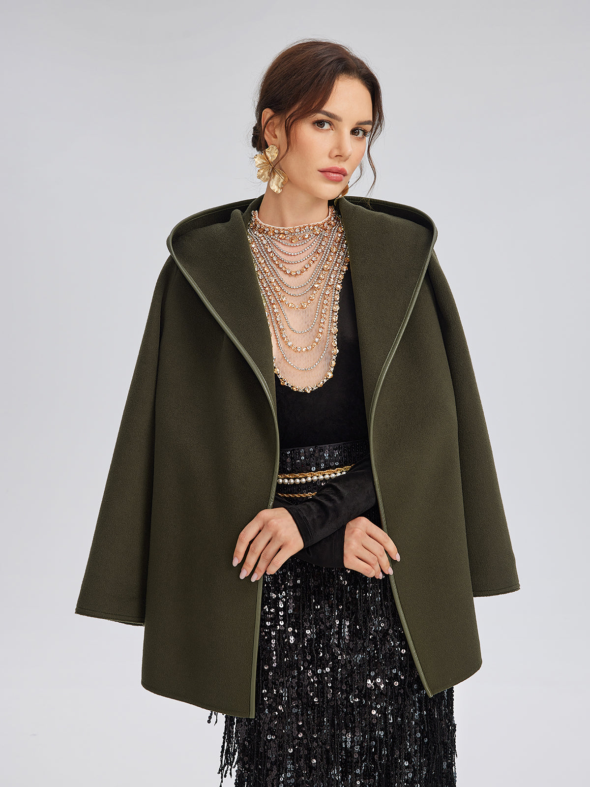 Hand-Beaded Crystal Chain Velvet Top