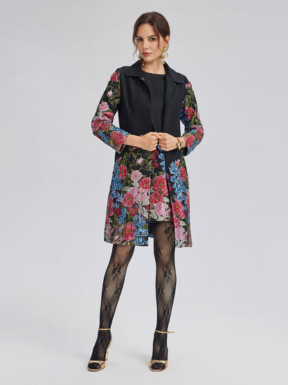 Hand-Beaded 3D Floral Versatility Jacket