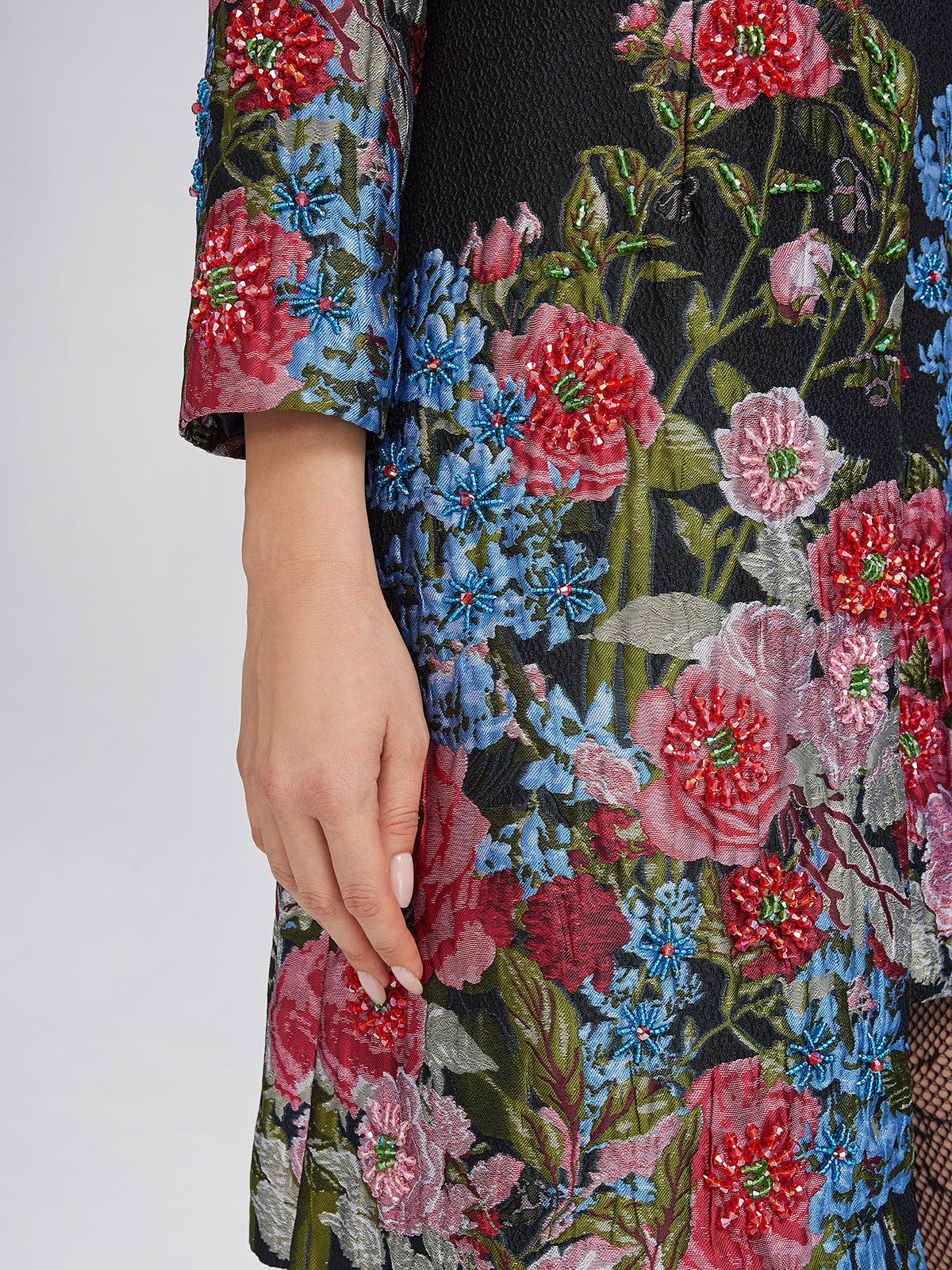 Hand-Beaded 3D Floral Versatility Jacket