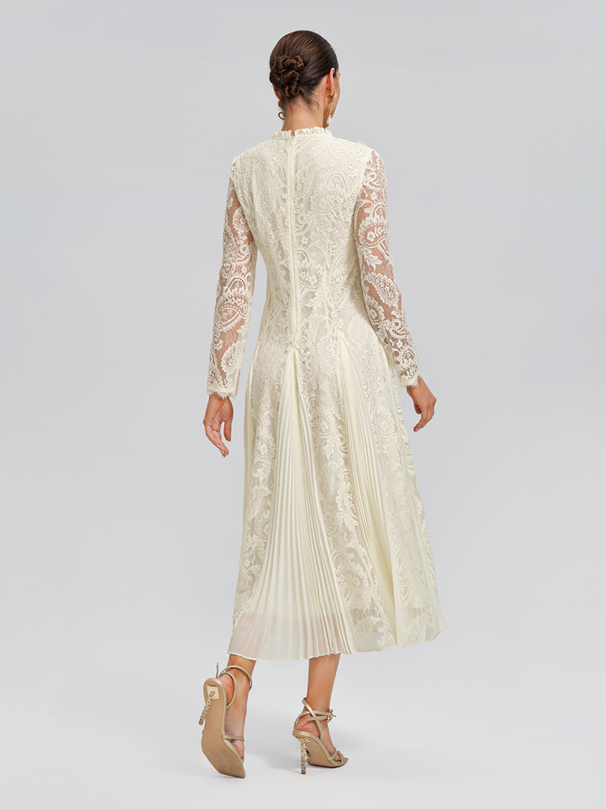 Paisley Lace Side-Pleat Dress