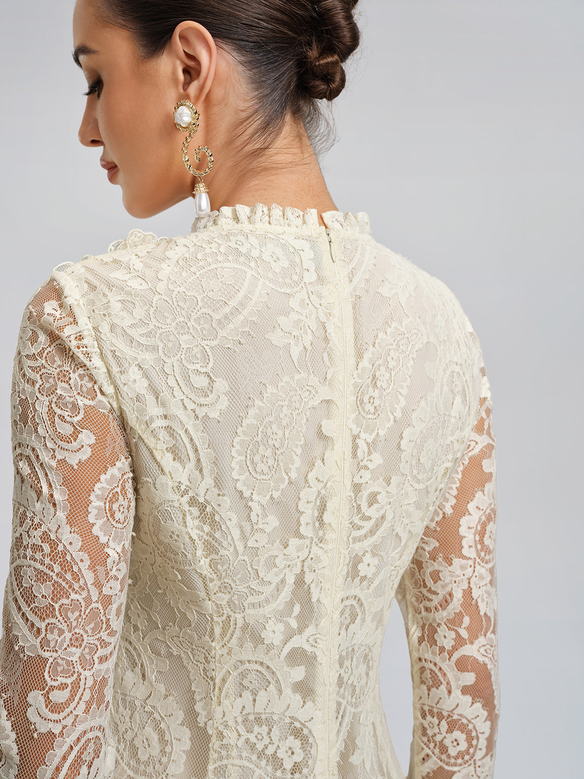 Paisley Lace Side-Pleat Dress