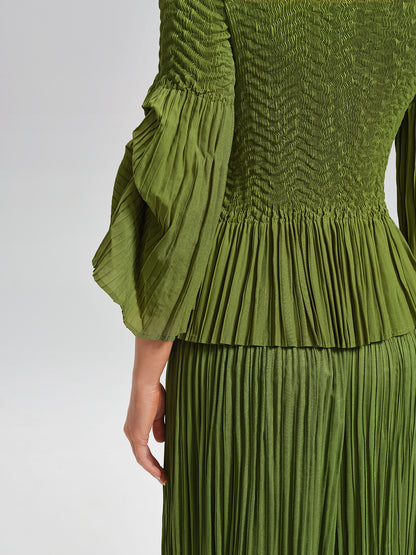 Pleated Fuzzy-Trim Mermaid Stretch Set