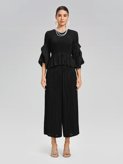 Pleated Fuzzy-Trim Mermaid Stretch Set