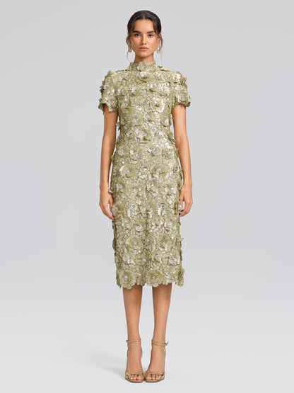 Allover Sequin Embroidered Floral Dress