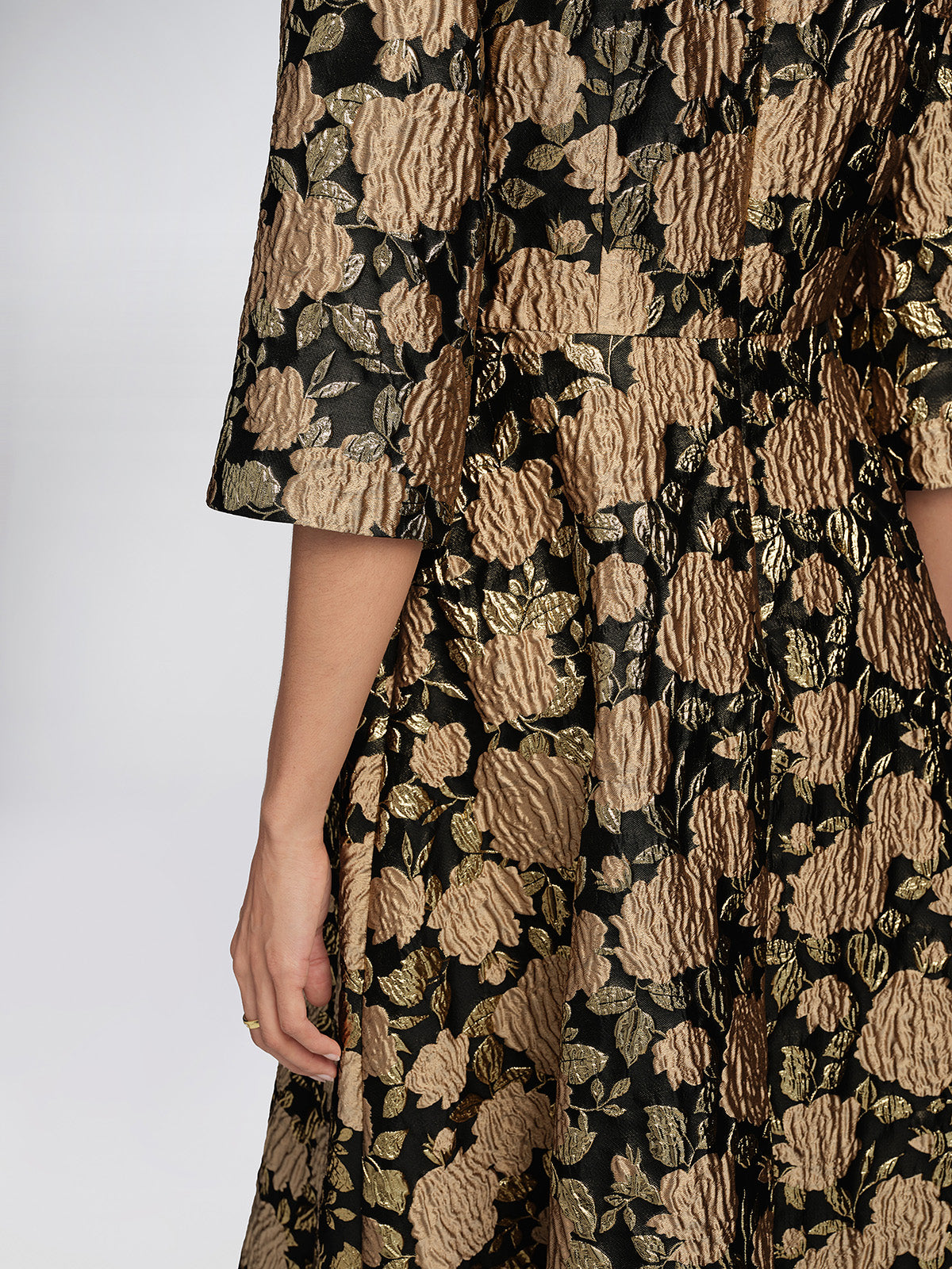 Embossed Jacquard Beaded Collar Dress