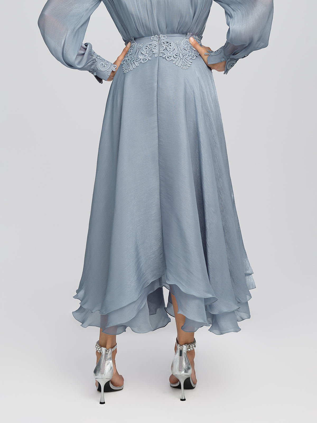 Pearlescent Organza Guipure Lace A-Line Skirt
