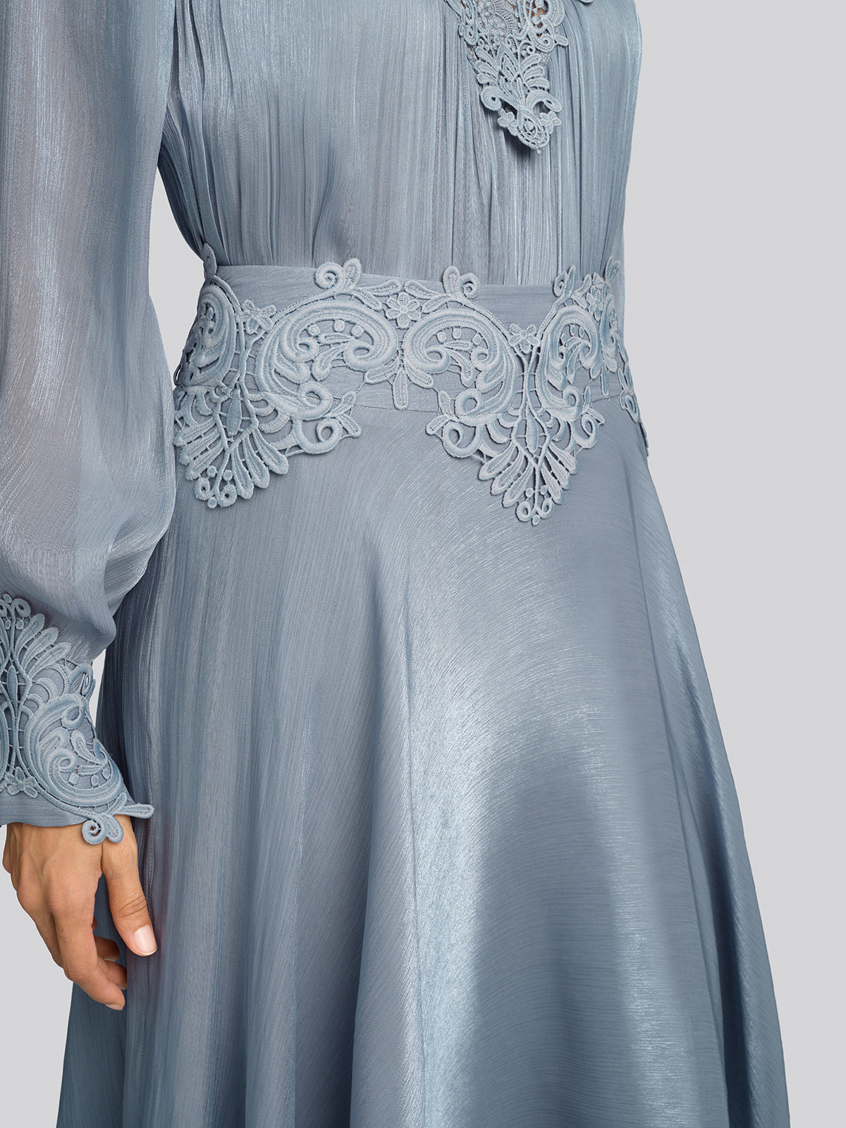 Pearlescent Organza Guipure Lace A-Line Skirt