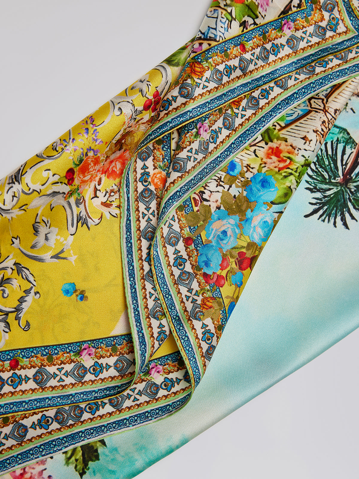100% Silk Manor Print Halter Scarf (Necklace not included)