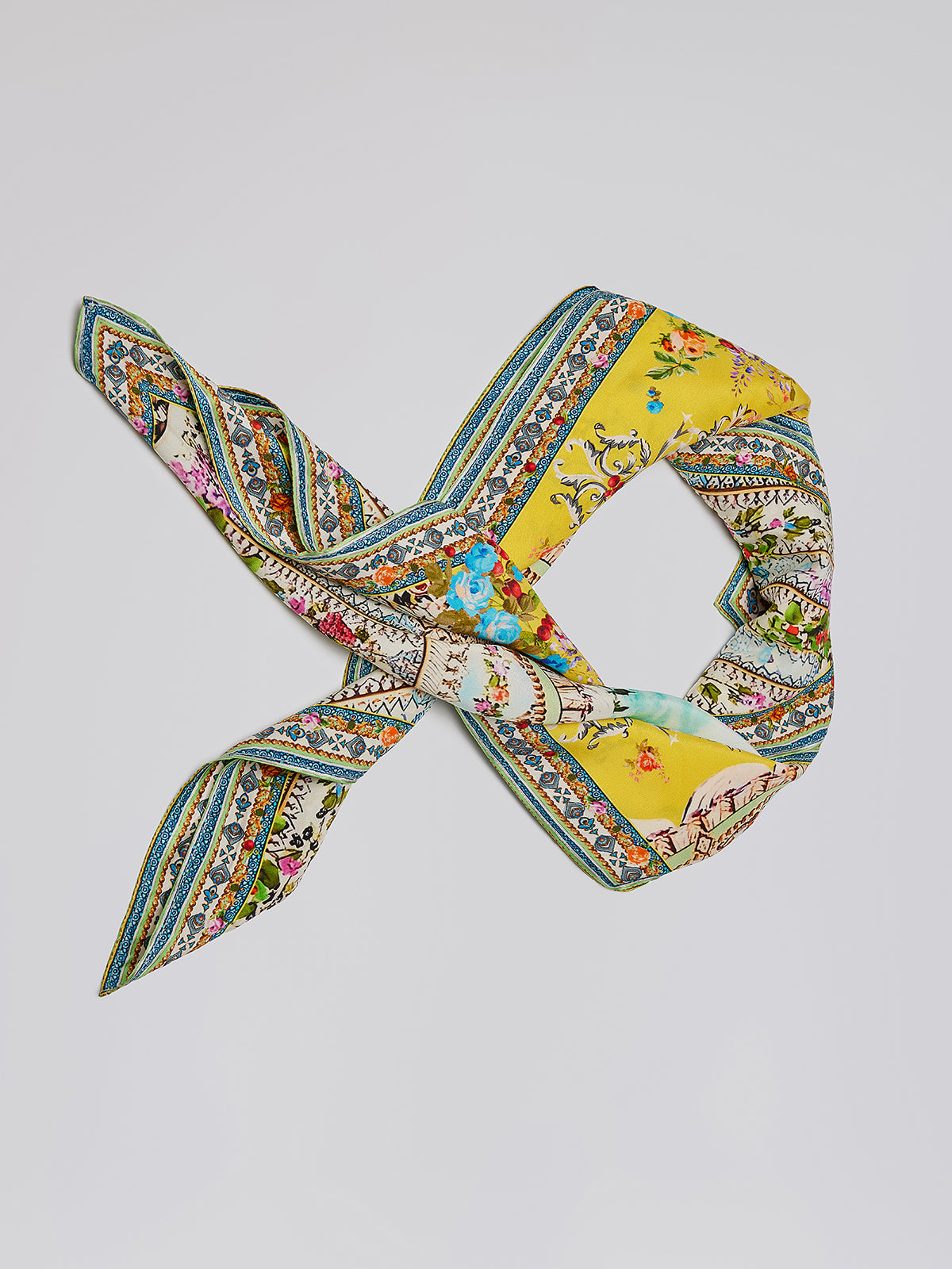 100% Silk Manor Print Halter Scarf (Necklace not included)