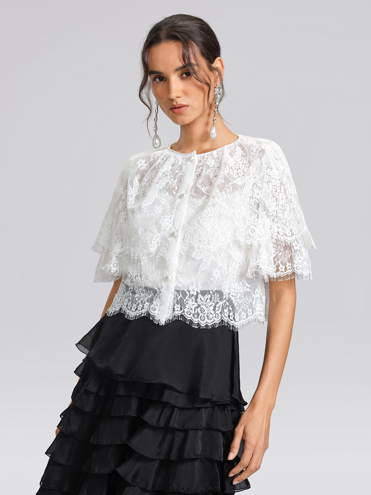 Lace Bow Tie French Style Blouse(Camisole Included)