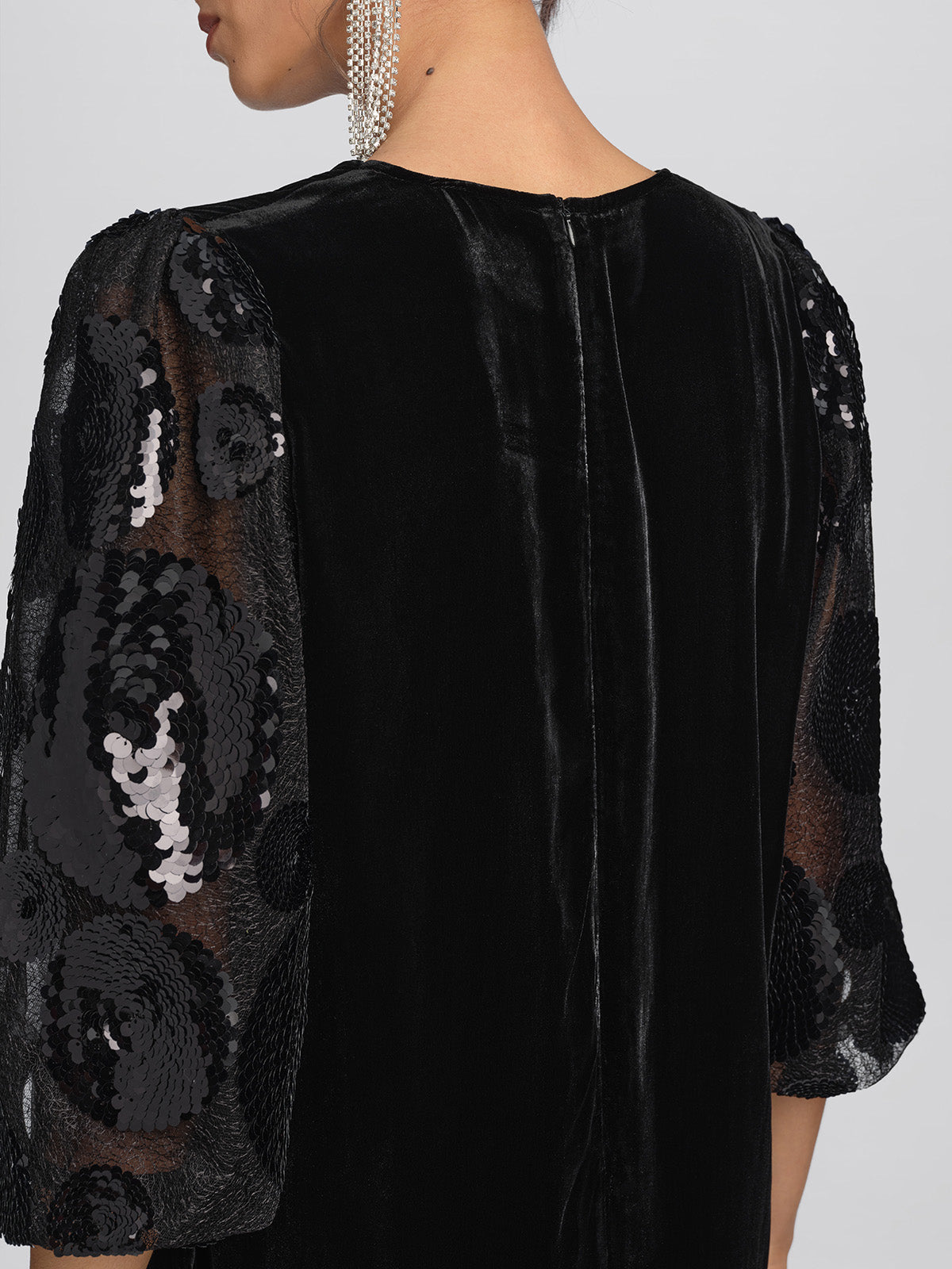 Silk Velvet Sequin Floral Dress