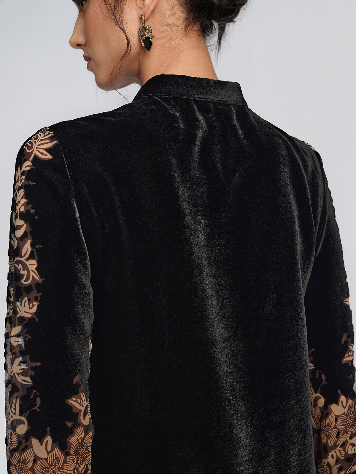 Velvet Burnout Floral Beaded Dress