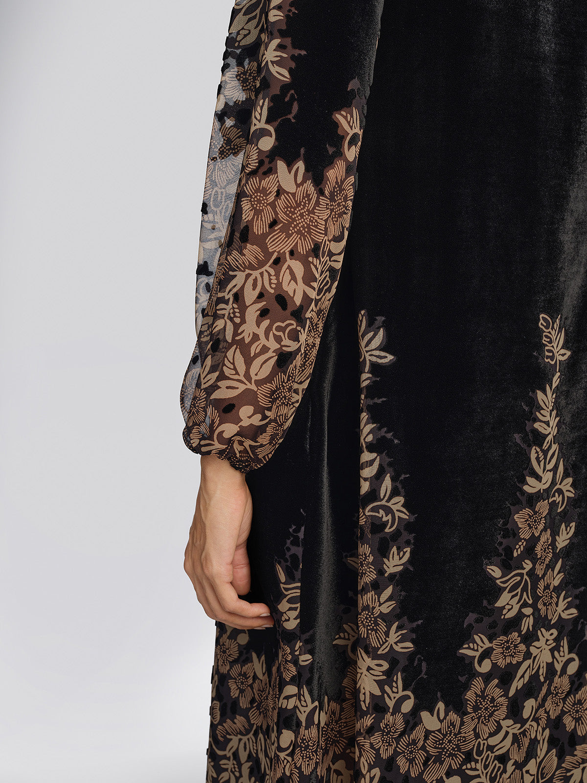 Velvet Burnout Floral Beaded Dress