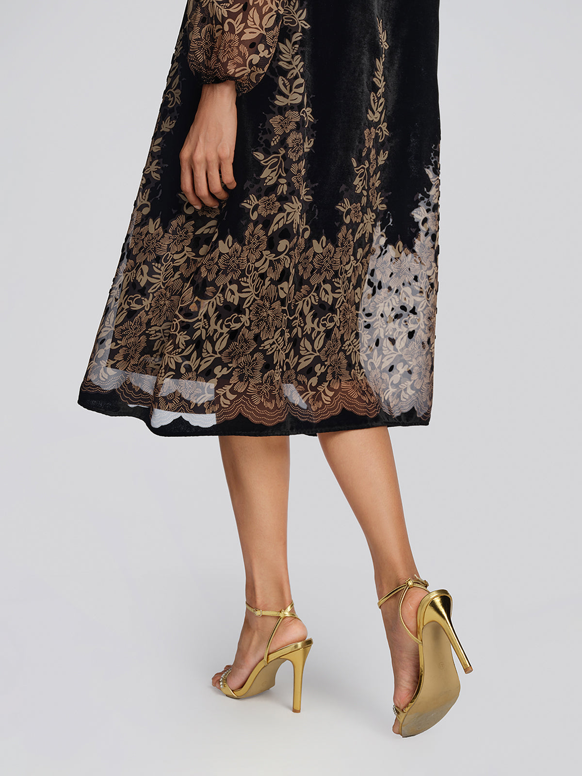 Velvet Burnout Floral Beaded Dress