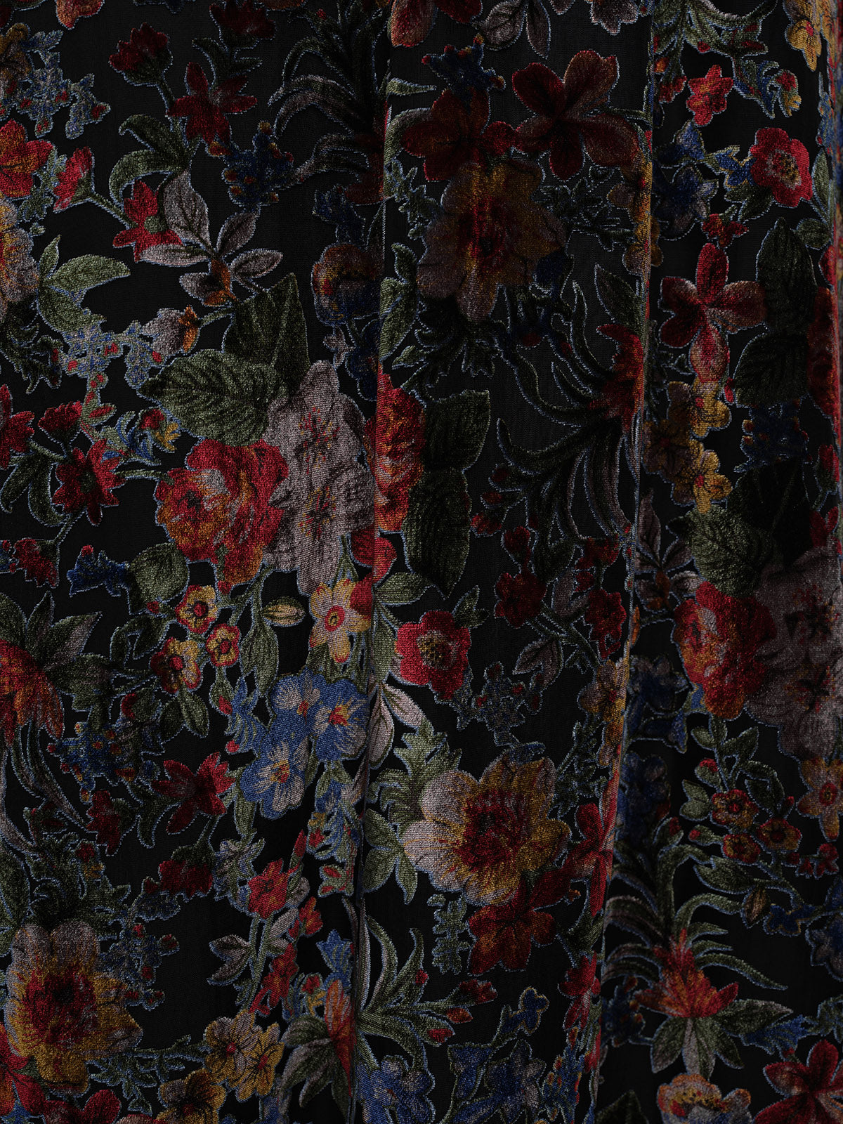 Burnout Velvet Floral A-Line Skirt