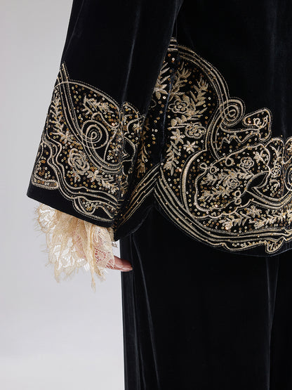Luxe Velvet Embroidered Set (Belt Not Included)