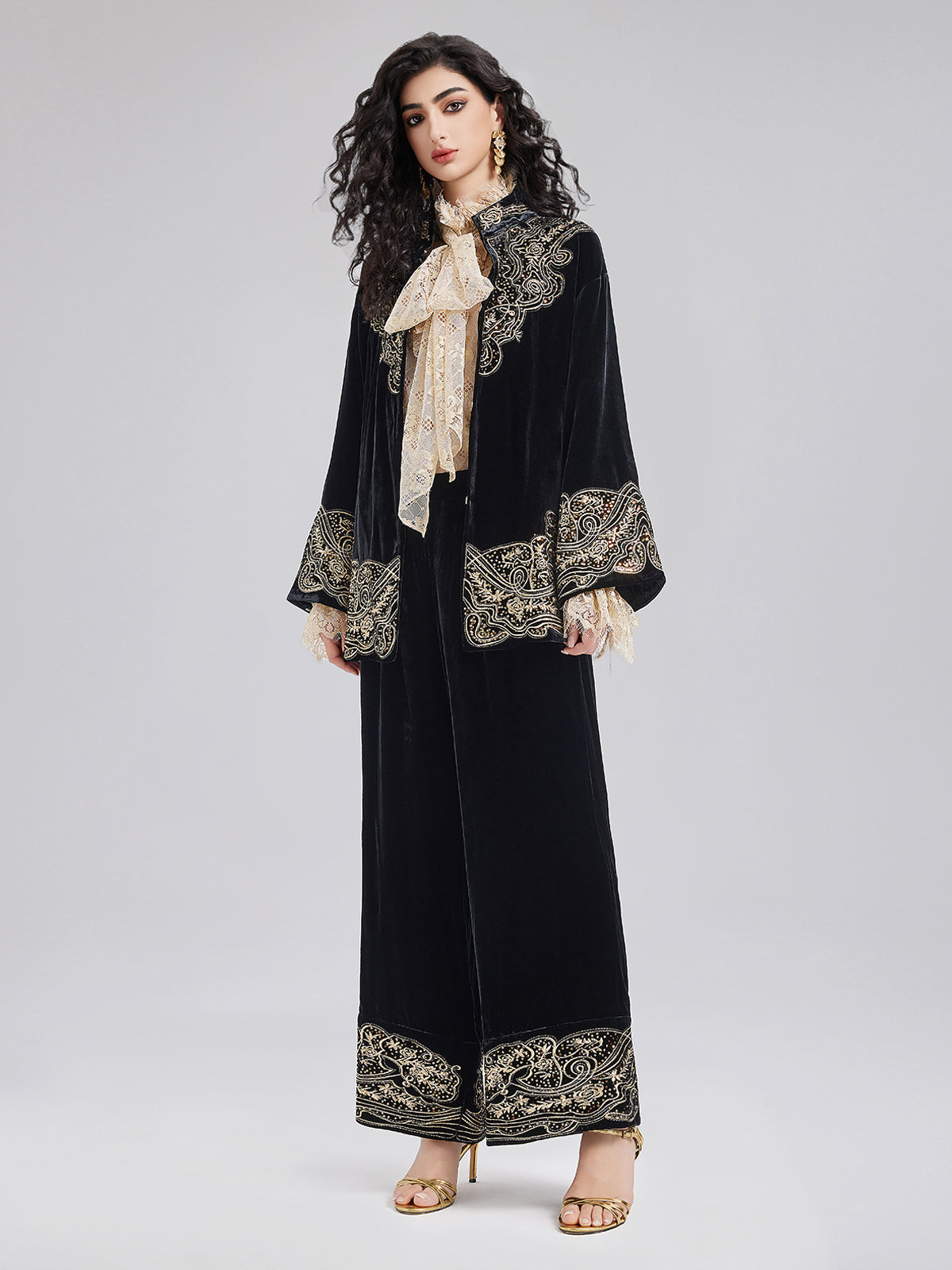 Luxe Velvet Embroidered Set (Belt Not Included)