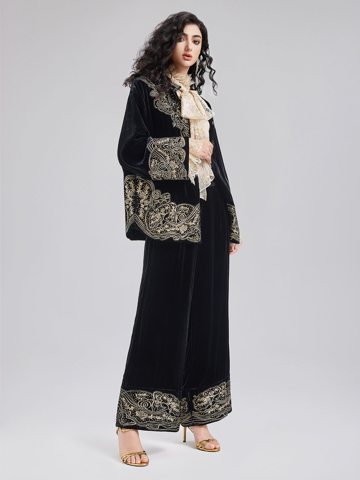 Luxe Velvet Embroidered Set (Belt Not Included)