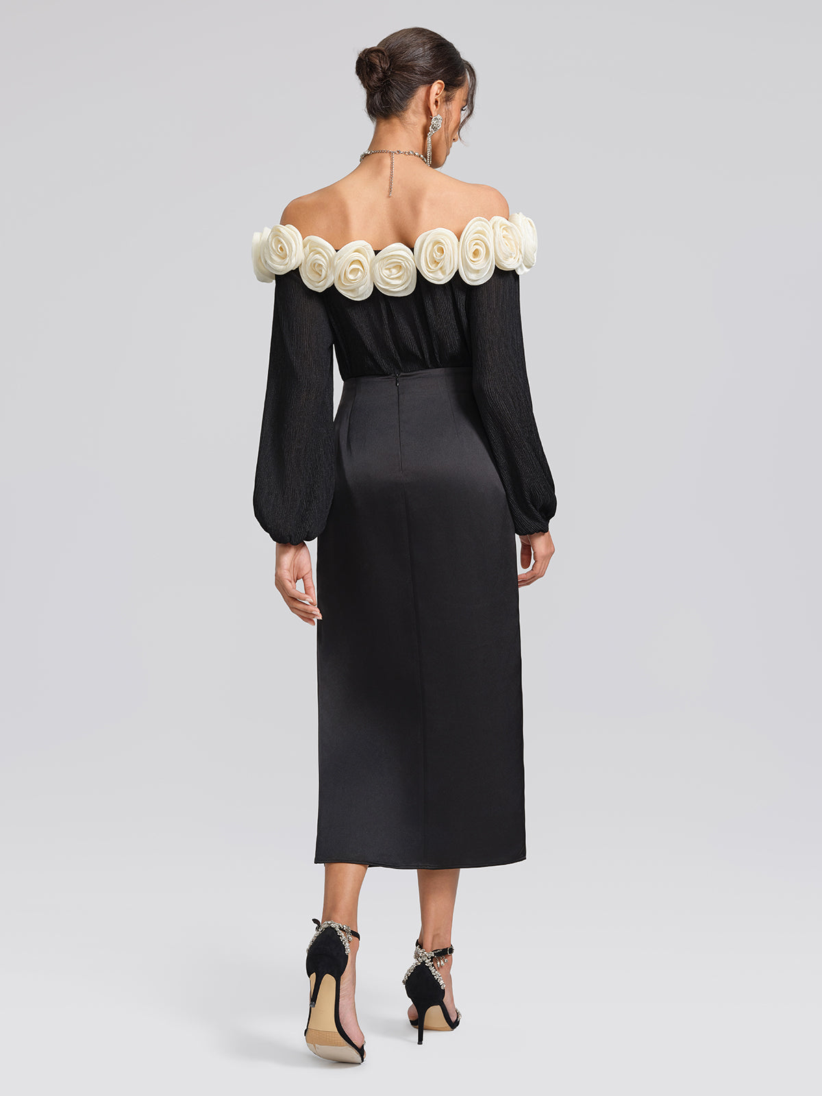Pleated Off-Shoulder Floral Blouse