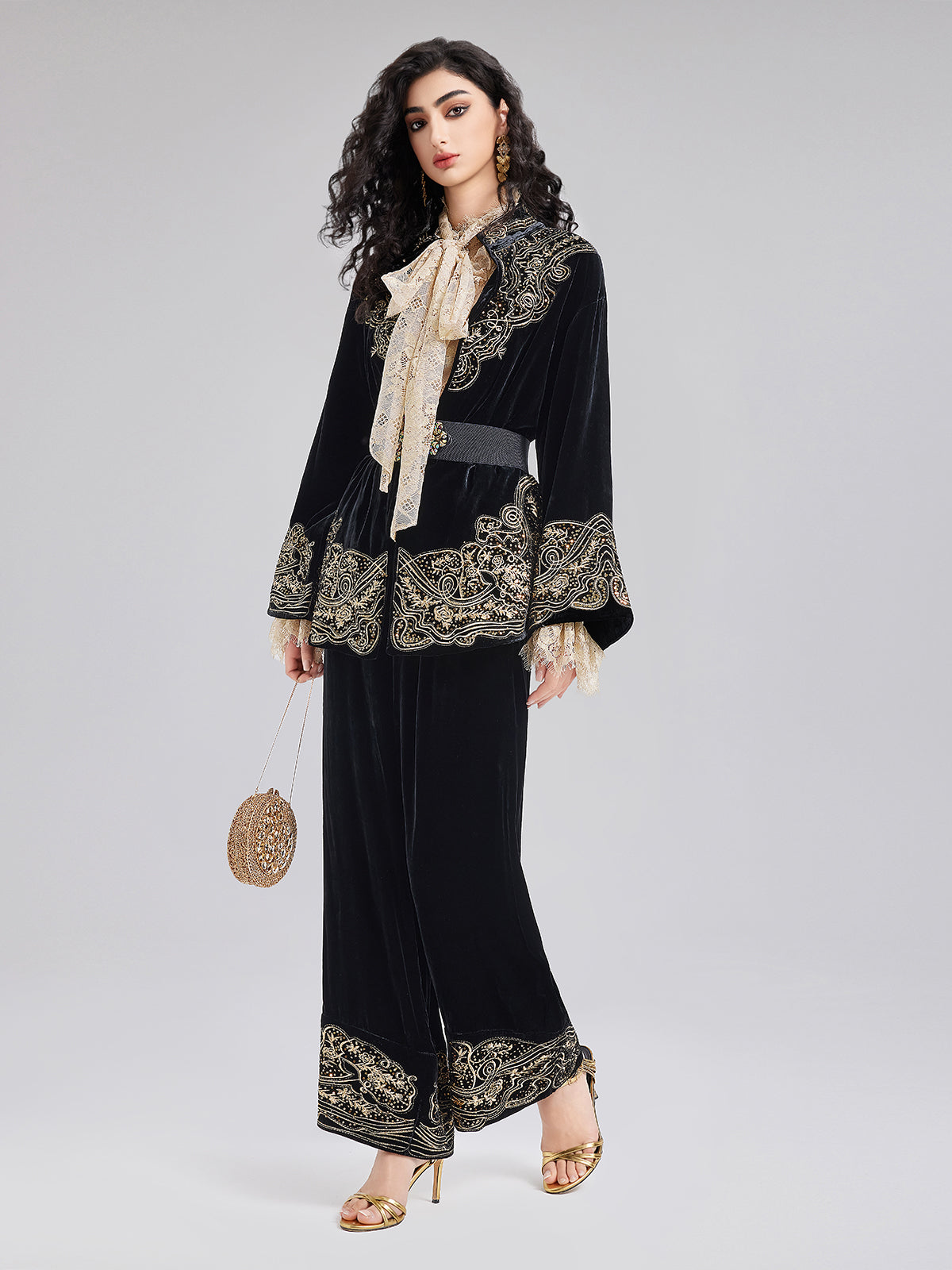 Luxe Velvet Embroidered Set (Belt Not Included)
