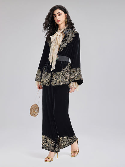 Luxe Velvet Embroidered Set (Belt Not Included)