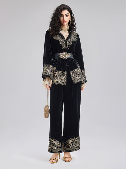 Luxe Velvet Embroidered Set (Belt Not Included)