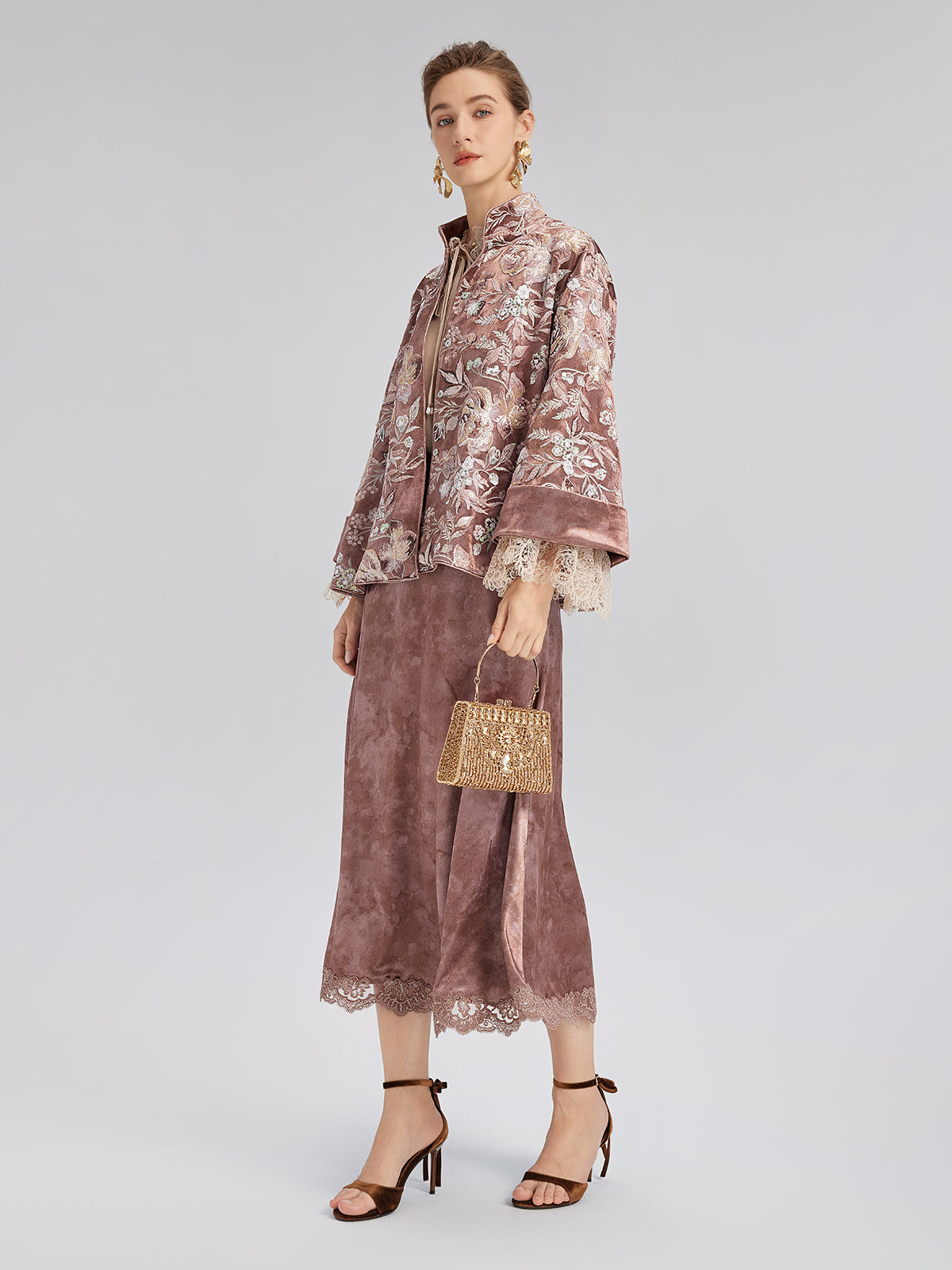 Velvet Sequined Floral Embroidered Jacket