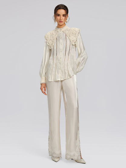 Silk-Linen Jacquard Multi-Wear Blouse
