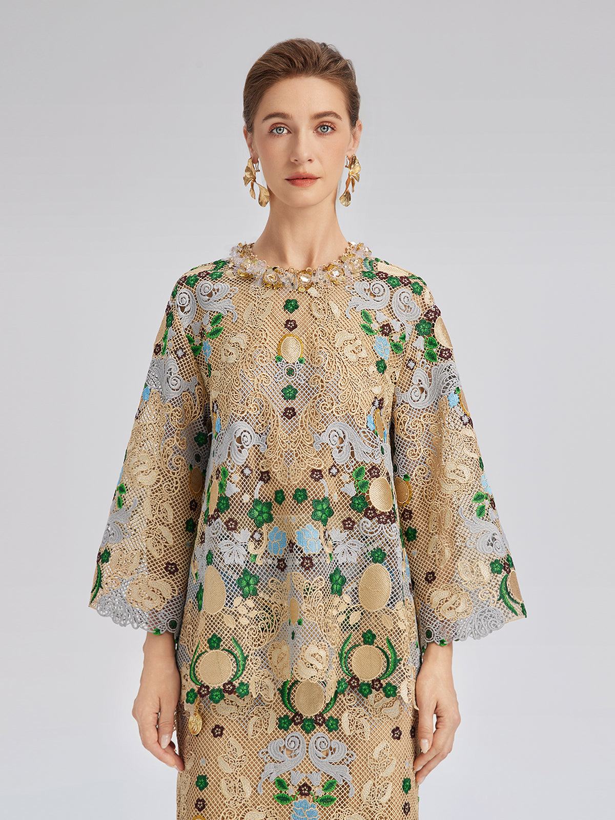 Bohemian Embroidered Floral Hand-Beaded Top