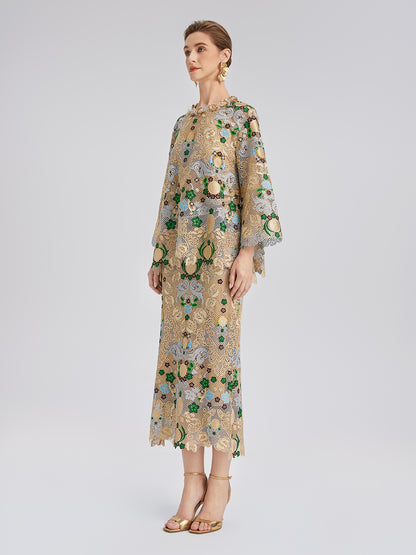 Bohemian Embroidered Floral Hand-Beaded Top