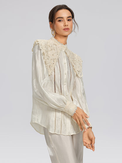 Silk-Linen Jacquard Multi-Wear Blouse