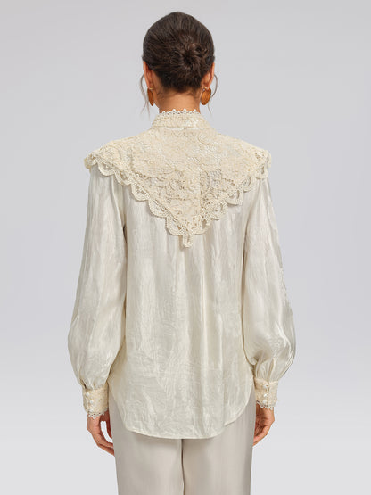 Silk-Linen Jacquard Multi-Wear Blouse
