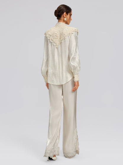 Silk-Linen Jacquard Multi-Wear Blouse