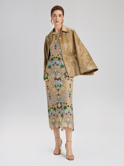 Lustrous Embroidered Floral Jacket