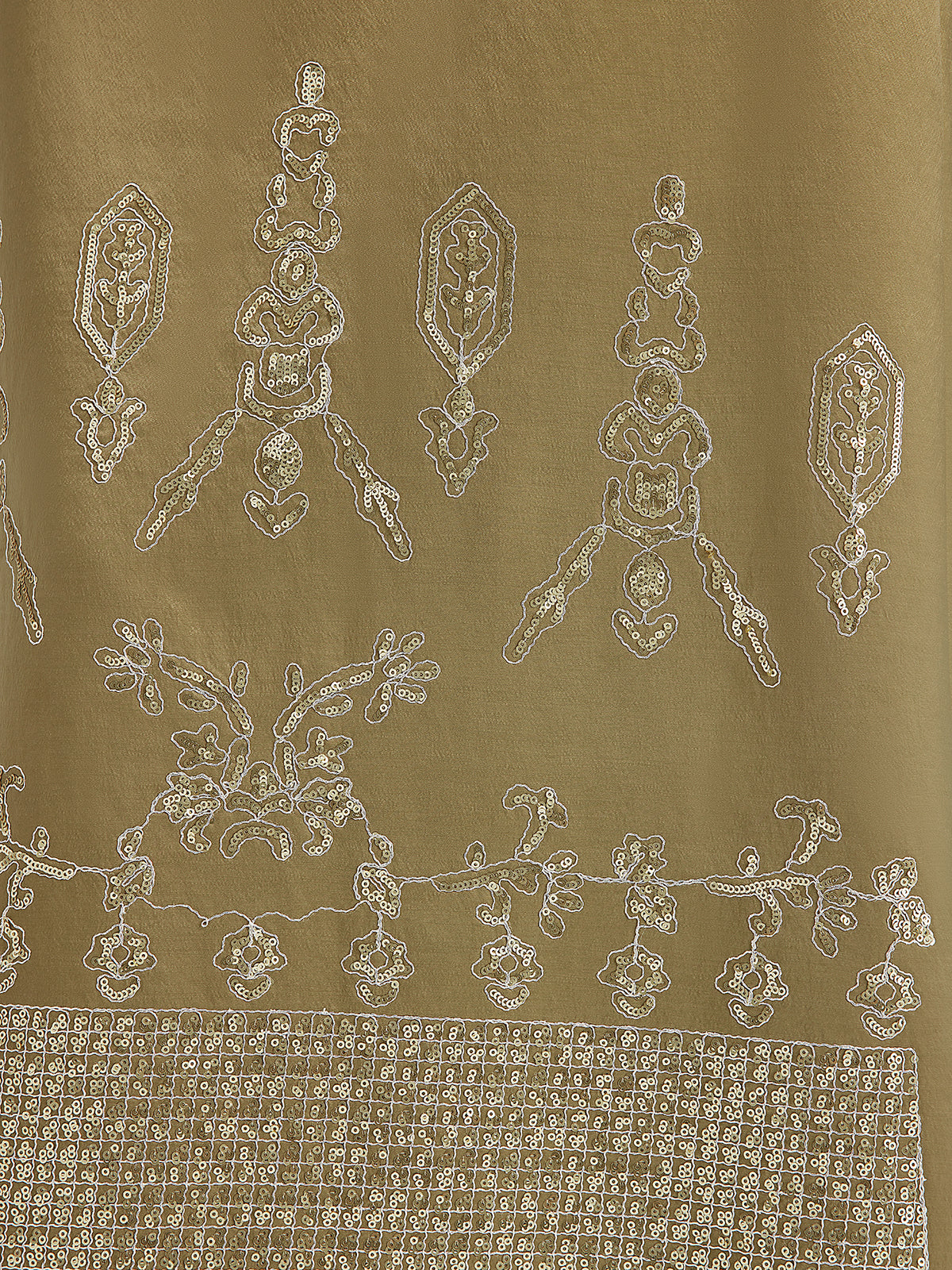 Lustrous Embroidered Floral A-Line Skirt