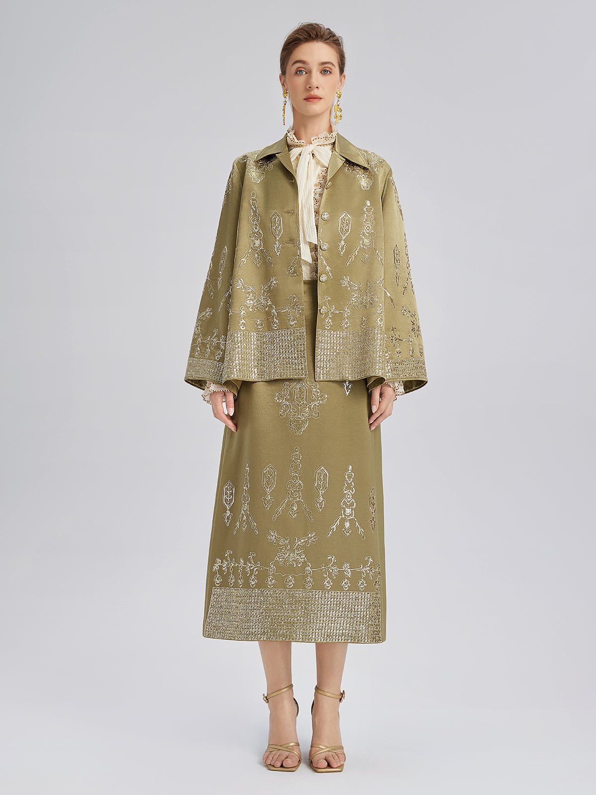 Lustrous Embroidered Floral Jacket