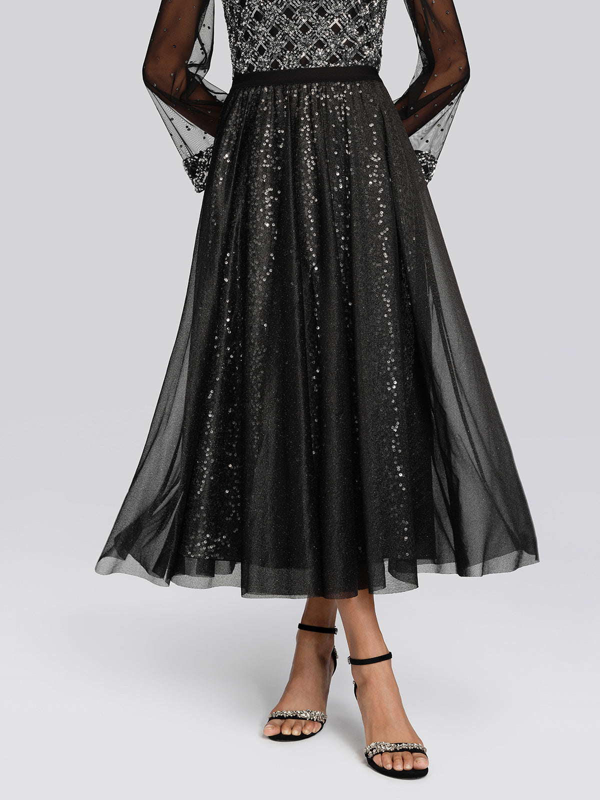 Sequin Mesh A-Line Skirt