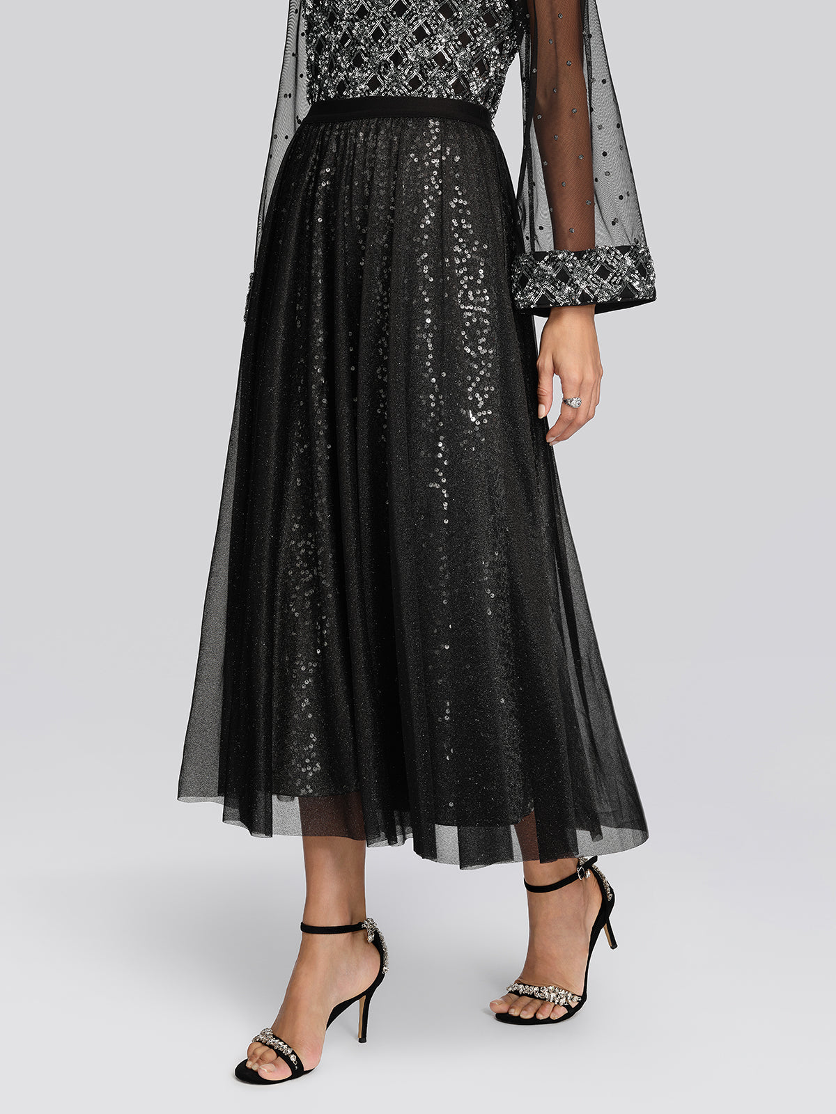 Sequin Mesh A-Line Skirt