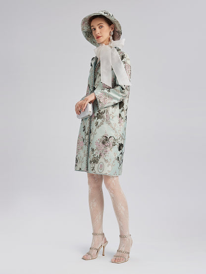 Hand-Beaded Sequined Floral Jacquard Jacket