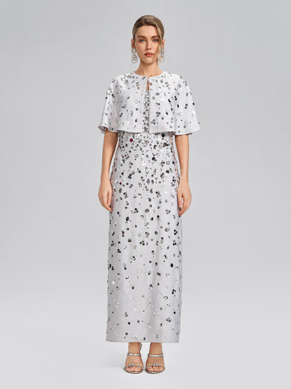 Gradient Sequin Dress & Shawl Set